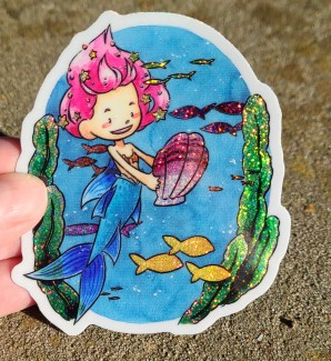 Glittery cute mermaid sticker